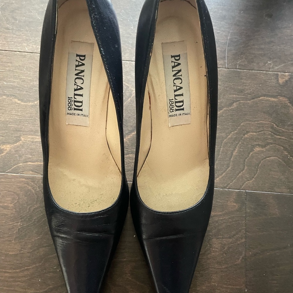 Pancaldi Black Suede Kitten Heels